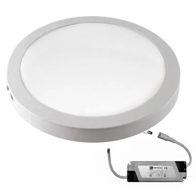 Led panel επίτοιχο στρογγυλό 24W 230V 3000k θερμό λευκό φως 1800lm λευκό χρώμα με τροφοδοτικό