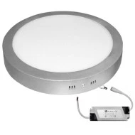 Led panel επίτοιχο στρογγυλό ασημί χρώμα 24W 230V 3000k θερμό λευκό φως 1800lm με τροφοδοτικό