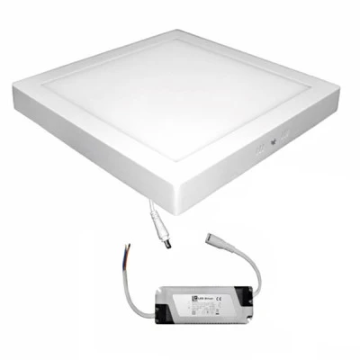 Led panel επίτοιχο λευκό τετράγωνο ισχύος 24W 230V 4000k ενδιάμεσο λευκό φως 1800lm με τροφοδοτικό