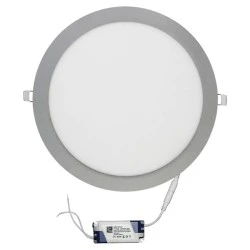 Led panel χωνευτό ασημί στρογγυλό 30W 230V 3000k θερμό λευκό φως 2700lm με τροφοδοτικό