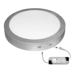 Led panel επίτοιχο ασημί στρογγυλό 30W 230V 3000k θερμό λευκό φως 2700lm με τροφοδοτικό Led panel επίτοιχο ασημί στρογγυλό 30W 230V 3000k θερμό λευκό φως 2700lm με τροφοδοτικό