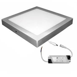 Led panel επίτοιχο ασημί τετράγωνο 30W 230V 3000k θερμό λευκό φως 2700lm με τροφοδοτικό