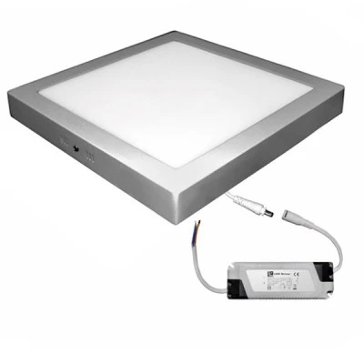 Led panel επίτοιχο ασημί τετράγωνο 30W 230V 3000k θερμό λευκό φως 2700lm με τροφοδοτικό