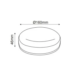 LED φωτιστικό πλαφονιέρα Φ160mm 12W 230VAC 3000k θερμό φως 1010lm δέσμης 120° στεγανό IP66