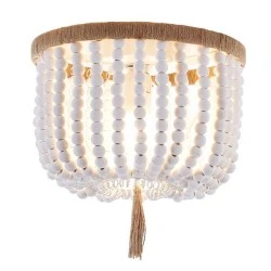 Φωτιστικό οροφής SPETSES 1xΕ27 D40xh28cm με ξύλινες χάντρες IP20