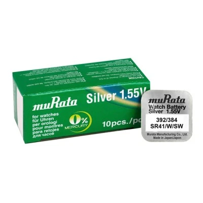 Μπαταρία λιθίου MURATA SR41 για ρολόγια 1.55V No 392/384 σε συσκευασία 10τμχ