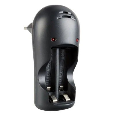 Plug-in φορτιστής MEDIARANGE για Ni-MH μπαταρίες 2 θέσεων σε μαύρο χρώμα για μεγαλύτερη διάρκεια ζωή