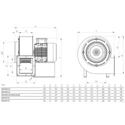 Βεντιλατέρ σαλίγκαρος OBR 200 T -4K τριφασικό 380V 190W 850m³/h  1465rpm Φ118mm AxB125x102mm