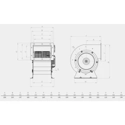 Βεντιλατέρ σαλίγκαρος ΟCES 400W  2200m³/h  1250rpm 50Hz με διάμετρο Φ176mm ΑxΒ197x133mm