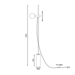 Επιδαπέδιο φωτιστικό HERA​ 1xE14 D9xh160cm λευκό μαρμάρινο και μεταλλικό