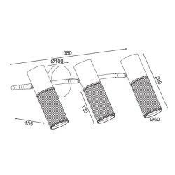 Επίτοιχο φωτιστικό 3ΧΕ27 μαύρο μεταλλικό 58x16x20cm
