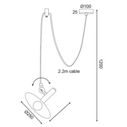 Διακοσμητικό φωτιστικό κρεμαστό 1Χ27 D25xh220cm μεταλλικό καφέ