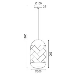 Φωτιστικό οροφής κρεμαστό 1ΧΕ27 D20xh120cm RATTAN σε φυσική απόχρωση