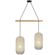 Κρεμαστό φωτιστικό 2ΧΕ27 60x20xh120cm από Rattan και ξύλο