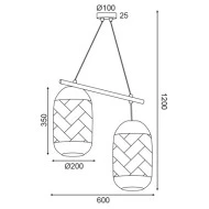 Κρεμαστό φωτιστικό 2ΧΕ27 60x20xh120cm από Rattan και ξύλο