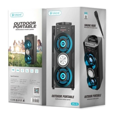 Φορητό ηχείο CELEBRAT OS-01 με ισχύ 10W & μπαταρία 1200mAh Bluetooth FM & LED φωτισμό μαύρο χρώμα Φορητό ηχείο CELEBRAT OS-01 με ισχύ 10W & μπαταρία 1200mAh Bluetooth FM & LED φωτισμό μαύρο χρώμα