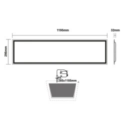 Led panel λευκό παραλληλόγραμμο 48W 230V AC θερμό λευκό φως 3000k 4600lm 295X1195X32mm