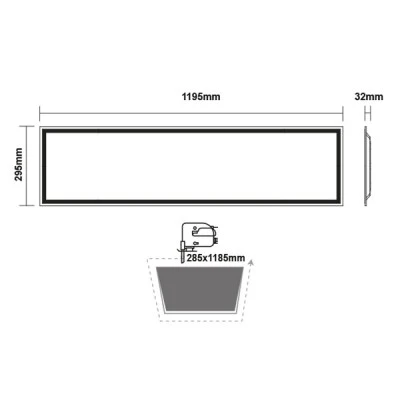 Led panel λευκό παραλληλόγραμμο 48W 230V AC θερμό λευκό φως 3000k 4600lm 295X1195X32mm Led panel λευκό παραλληλόγραμμο 48W 230V AC θερμό λευκό φως 3000k 4600lm 295X1195X32mm