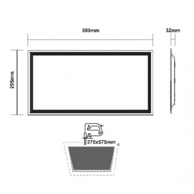 Led panel 30W 230V AC ψυχρό φως 6500k 3000lm δέσμης 120° 295X595X32mm διάρκειας 30000h