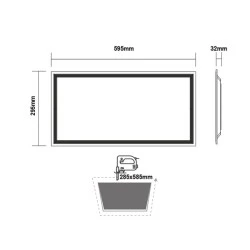 Led panel λευκό παραλληλόγραμμο 30W 230V AC θερμό λευκό φως 3000k 2790lm 295X595X32mm
