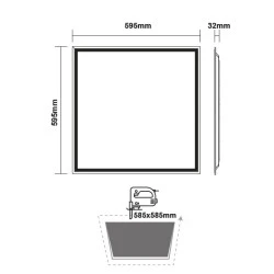 Led panel λευκό τετράγωνο 48W 230V AC θερμό λευκό φως 3000k 4600lm 595X595X32mm