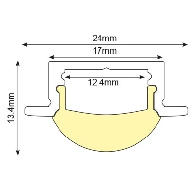 Προφίλ αλουμινίου ESME 60° P101 24x13.4mm χωνευτής τοποθέτησης για λωρίδες LED με οπάλ κάλυμμα Προφίλ αλουμινίου ESME 60° P101 24x13.4mm χωνευτής τοποθέτησης για λωρίδες LED με οπάλ κάλυμμα