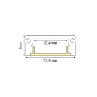Προφίλ αλουμινίο επίτοιχο mini P109W με λευκό αμμώδες χρώμα & οπάλ κάλυμμα 2m/pc