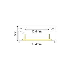 Προφίλ αλουμινίο επίτοιχο mini P109W με λευκό αμμώδες χρώμα & οπάλ κάλυμμα 2m/pc