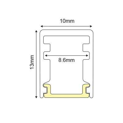 Προφίλ αλουμινίου Τin 13x10mm επίτοιχης τοποθέτησης για λωρίδες LED με οπάλ κάλυμμα