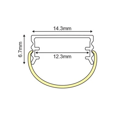 Προφίλ αλουμινίου Cruz 14.3x6.7mm επίτοιχης τοποθέτησης για λωρίδες LED με οπάλ κάλυμμα
