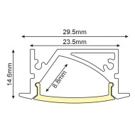 Προφίλ αλουμινίου LEVI P191 14.6x29.5mm ασύμμετρου φωτισμού χωνευτό με οπάλ κάλυμμα για λωρίδες LED