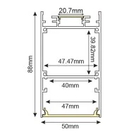 Προφίλ αλουμινίου SIEN P288 88x50mm 2m επίτοιχης τοποθέτησης με οπάλ κάλυμμα για λωρίδες LED