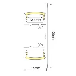 Προφίλ αλουμινίου UPDOWN P50N 50x18mm επίτοιχης τοποθέτησης με οπάλ κάλυμμα για λωρίδες LED