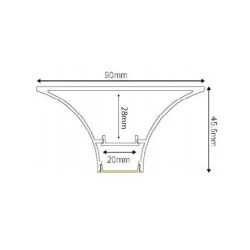Προφίλ αλουμινίου PROJE επίτοιχο 90x45.5mm για ταινίες LED με οπάλ κάλυμμα