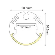 Προφίλ αλουμινίου CIRC 20.3x20.5mm P8N επίτοιχο & κρεμαστό με οπάλ κάλυμμα για λωρίδες LED