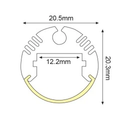 Προφίλ αλουμινίου CIRC 20.3x20.5mm P8N επίτοιχο & κρεμαστό με οπάλ κάλυμμα για λωρίδες LED