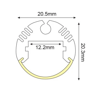 Προφίλ αλουμινίου CIRC 20.3x20.5mm P8N επίτοιχο & κρεμαστό με οπάλ κάλυμμα για λωρίδες LED Προφίλ αλουμινίου CIRC 20.3x20.5mm P8N επίτοιχο & κρεμαστό με οπάλ κάλυμμα για λωρίδες LED