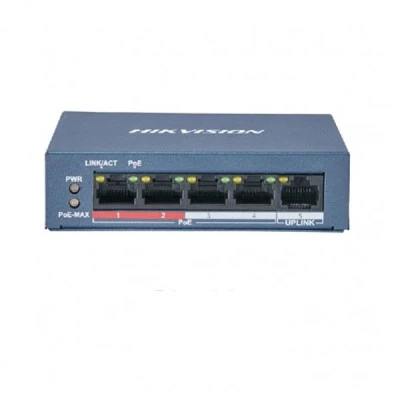 Hikvision DS-3E0505P-E Unmanaged L2 PoE+ Switch με 4 Θύρες Gigabit (1Gbps) Ethernet