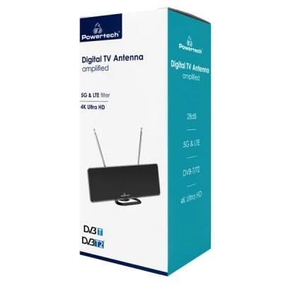 Ψηφιακή κεραία POWERTECH PT-1006 με φίλτρο 5G & LTE DVB-T/T2 4Κ και προενισχυτή 28dB