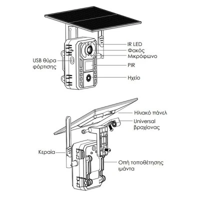 Smart ηλιακή κάμερα κυνηγού POWERTECH  PT-1178  με ανάλυση 4MP σύνδεση 4G PIR SD στεγανή IP66