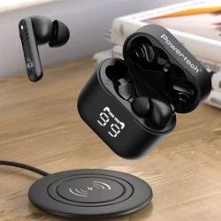 Εarphones με θήκη φόρτισης POWERTECH PT-1227 με τεχνολογία TWS & ENC μπαταρία 30/480mAh σε μαύρο χρώμα