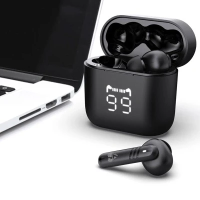 Εarphones με θήκη φόρτισης POWERTECH PT-1227 με τεχνολογία TWS & ENC μπαταρία 30/480mAh σε μαύρο χρώμα Εarphones με θήκη φόρτισης POWERTECH PT-1227 με τεχνολογία TWS & ENC μπαταρία 30/480mAh σε μαύρο χρώμα