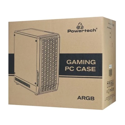 Κουτί Gaming Case Powertech PT-1309, με Tempered Glass, 4x ARGB Fans, ATX Mid Tower, Μαύρο