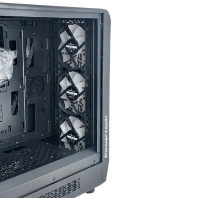 Κουτί Gaming Case Powertech PT-1309, με Tempered Glass, 4x ARGB Fans, ATX Mid Tower, Μαύρο