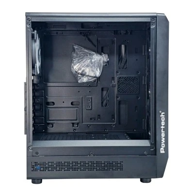 Κουτί Gaming Case Powertech PT-1309, με Tempered Glass, 4x ARGB Fans, ATX Mid Tower, Μαύρο