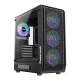 Κουτί Gaming Case Powertech PT-1309, με Tempered Glass, 4x ARGB Fans, ATX Mid Tower, Μαύρο