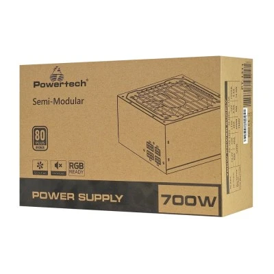 Τροφοδοτικό Powertech PC PT-1311, 700W, 80 Plus Bronze, Semi Modular, με RGB Fan, ATX
