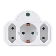 Αντάπτορας ρεύματος POWERTECH PT-816 1x schuko 2x euro 16A λευκός με προστασία υπέρτασης