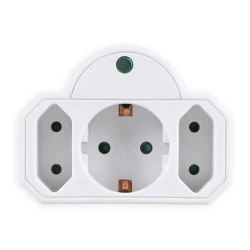 Αντάπτορας ρεύματος POWERTECH PT-816 1x schuko 2x euro 16A λευκός με προστασία υπέρτασης