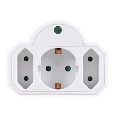 Αντάπτορας ρεύματος POWERTECH PT-816 1x schuko 2x euro 16A λευκός με προστασία υπέρτασης